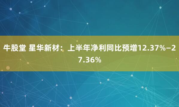 牛股堂 星华新材：上半年净利同比预增12.37%—27.36%